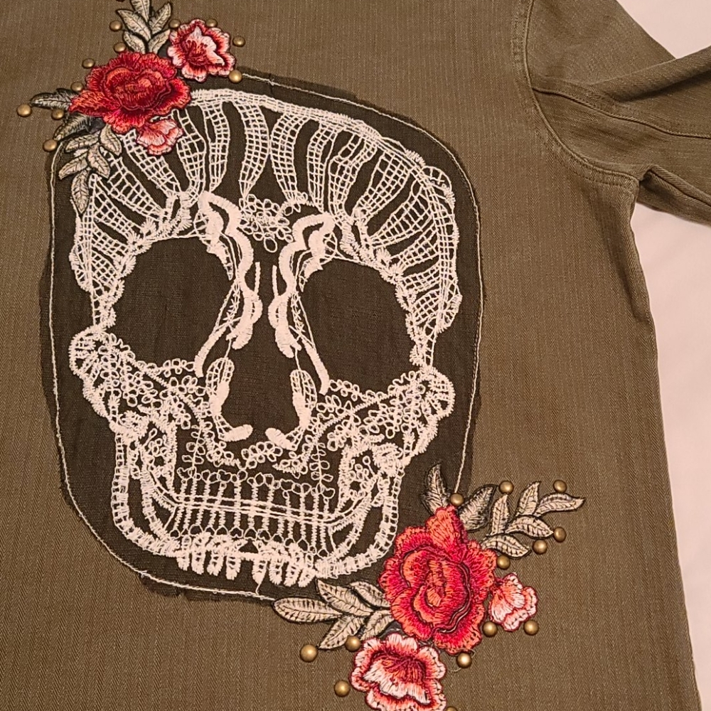 Boom Boom distressed sugar skull jacket